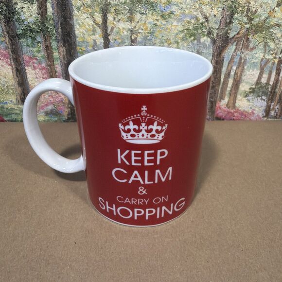 Keep Calm and Carry On Mug Red White Queens Crown Coffee Cup 10oz - Picture 3 of 4